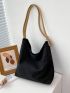 Minimalist Buckle Decor Shoulder Tote Bag