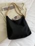 Minimalist Buckle Decor Shoulder Tote Bag