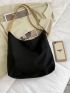 Minimalist Buckle Decor Shoulder Tote Bag