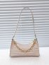 Crocodile Embossed Chain Baguette Bag