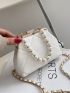 Minimalist Quilted Faux Pearl Decor Bucket Bag