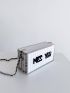 Letter Graphic Textured Box Bag