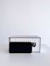 Letter Graphic Textured Box Bag