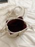 Mini Quilted Buckle Decor Bucket Bag