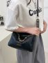 Letter Graphic Chain Handle Bucket Bag