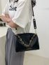 Letter Graphic Chain Handle Bucket Bag