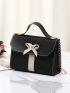 Colorblock Bow Decor Chain Square Bag