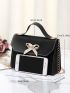 Colorblock Bow Decor Chain Square Bag