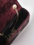 Rhinestone & Buckle Decor Velvet Square Bag