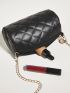 Minimalist Quilted Chain Boston Bag