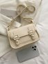 Double Buckle Decor Flap Square Bag