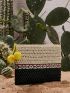 Colorblock Hollow Out Straw Clutch Bag