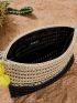 Colorblock Hollow Out Straw Clutch Bag