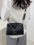 Letter Graphic Chain Handle Bucket Bag