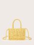 Braided Design Straw Square Bag