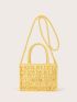 Braided Design Straw Square Bag