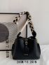 Geometric Strap Metal Decor Bucket Bag