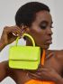 Mini Metallic Snakeskin Embossed Flap Square Bag