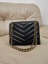 Quilted Pattern Chain Shoulder Tote Bag