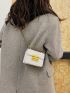 Mini Metallic Crocodile Embossed Flap Chain Square Bag