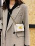 Mini Metallic Crocodile Embossed Flap Chain Square Bag