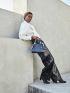 Twilly Scarf Decor Crocodile Embossed Square Bag