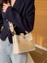 Colorblock Letter Strap Bucket Bag