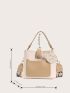 Colorblock Letter Strap Bucket Bag