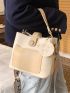 Colorblock Letter Strap Bucket Bag