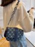 Letter Graphic Flap Chain Shoulder Bag