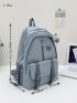 Buckle Decor Mesh Panel Waterproof Functional Backpack