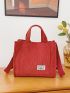 Letter Patch Top Handle Shopper Bag