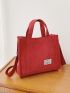 Letter Patch Top Handle Shopper Bag
