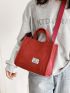 Letter Patch Top Handle Shopper Bag