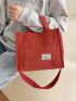 Letter Patch Top Handle Shopper Bag