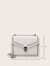 Studded Decor Chain Flap Square Bag