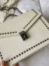 Studded Decor Chain Flap Square Bag