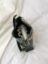 Crocodile Embossed Chain Baguette Bag