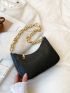 Crocodile Embossed Chain Baguette Bag