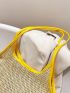 Contrast Binding Straw Bag
