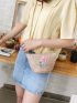 Flamingo Appliques Straw Bag
