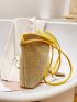 Contrast Binding Straw Bag