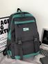 Letter Patch Detail Two Tone Functional Backpack