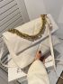 Quilted Chain Flap Square Bag