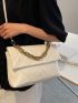 Quilted Chain Flap Square Bag