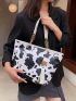 Cow Pattern Tassel Decor Tote Bag