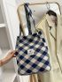 Letter Patch Colorblock Shopper Bag