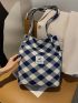 Letter Patch Colorblock Shopper Bag