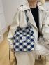 Letter Patch Colorblock Shopper Bag