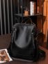 Litchi Embossed Studded Decor Classic Backpack